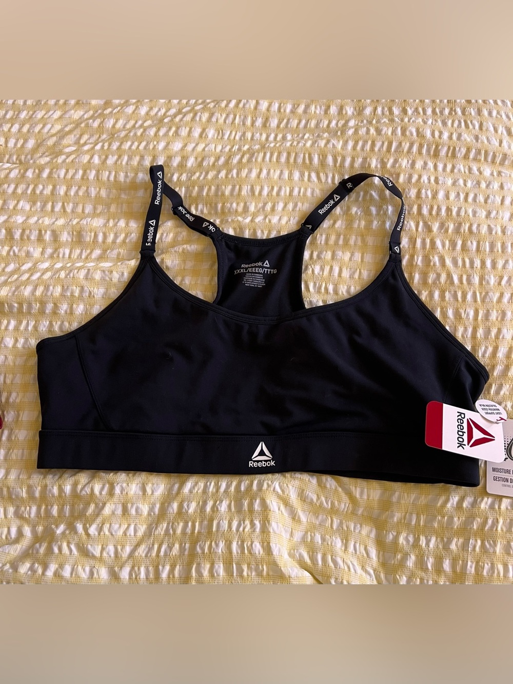 Reebok Black Light Support Sports Bra XXXL NWT